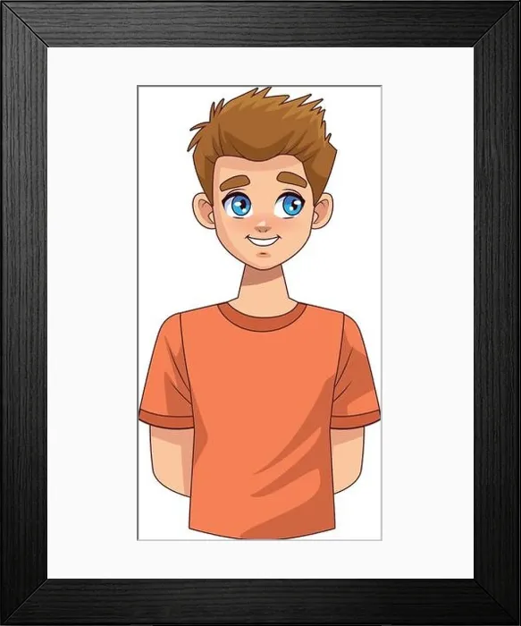 Framed Print : happy young boy teenager character Framed Print : happy young boy teenager character