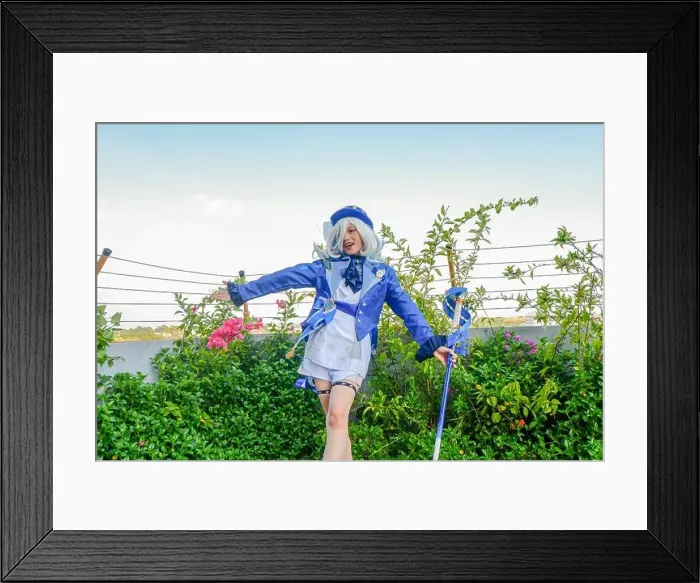 Framed Print : Makassar, Indonesia-July 9, 2024: an Asian woman cosplaying as Furina in the game Genshin Impact Framed Print : Makassar, Indonesia-July 9, 2024: an Asian woman cosplaying as Furina in the game Genshin Impact
