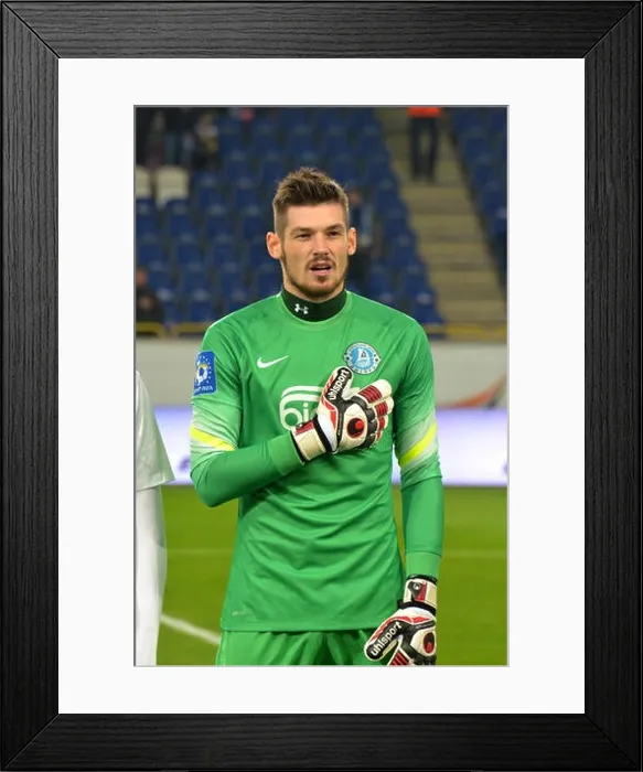 Framed Print : Goalkeeper Denys Boyko during the match between FC Dnipro and FC Volyn at Stadium Dnipro-Arena