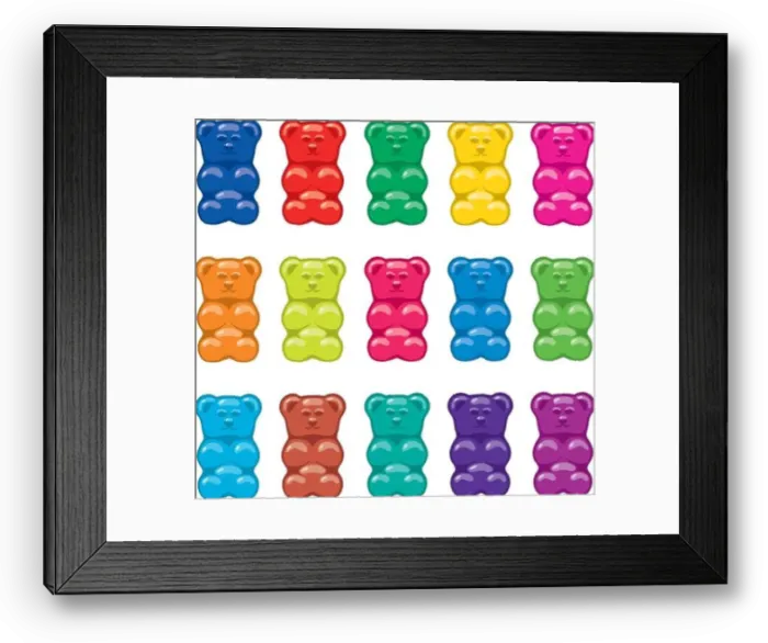Framed Print : vector gummy bear candies isolated on white background Framed Print : vector gummy bear candies isolated on white background