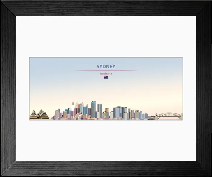 Framed Print : Sydney city skyline on beautiful daytime background vector illustration