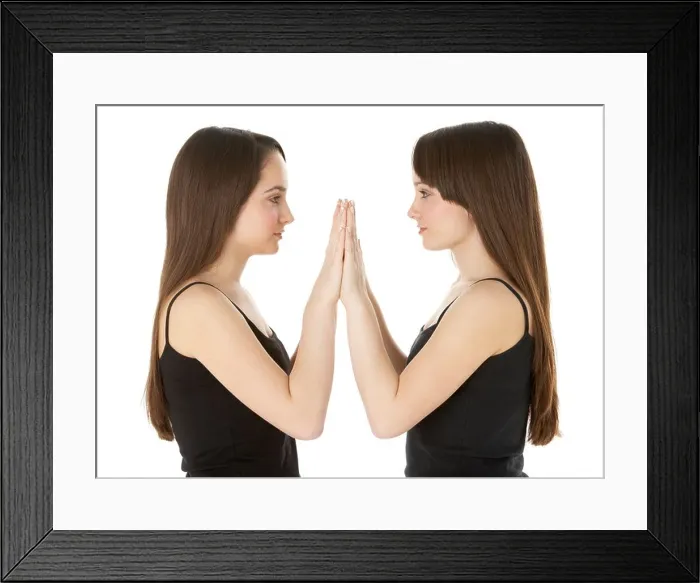 Framed Print : Studio Portrait Of Teenage Twins Framed Print : Studio Portrait Of Teenage Twins