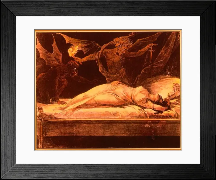 Framed Print : Colour print [19th century?] after a painting by Georg Kininger, The Dream of Queen Eleanor, 1795
