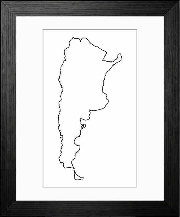 Framed Print : Argentina outline map isolated on white background