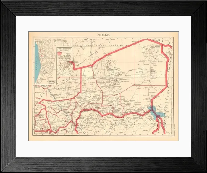 Framed Print : COLONIAL NIGER. Niamey city plan de la ville. French West Africa, 1938 old map Framed Print : COLONIAL NIGER. Niamey city plan de la ville. French West Africa, 1938 old map