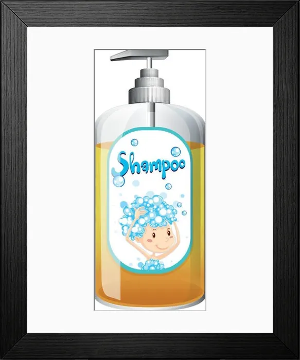 Framed Print : Bottle of shampoo with pumper Framed Print : Bottle of shampoo with pumper