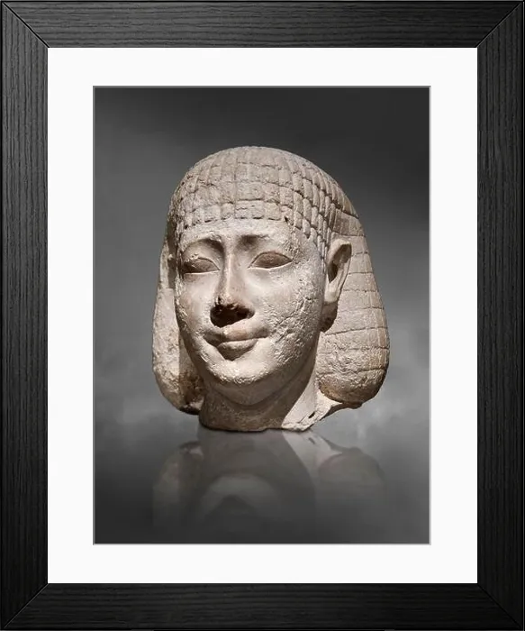 Framed Print : Ancient Egyptian statue bust of a male, graywacke, Late Period, (722-322 BC). Egyptian Museum, Turin. Grey background. Old Fund. Cat 3078 Framed Print : Ancient Egyptian statue bust of a male, graywacke, Late Period, (722-322 BC). Egyptian Museum, Turin. Grey background. Old Fund. Cat 3078