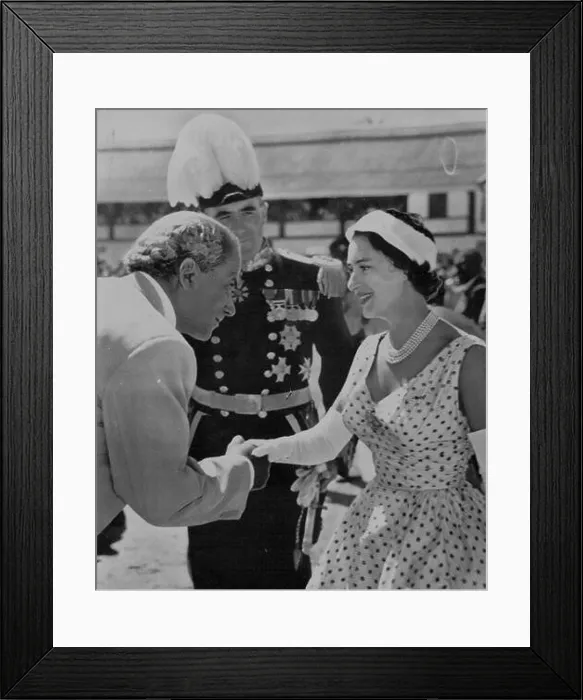Framed Print : Bow to Royalty -- N.W. Manley, chief minister of Jamaica, bows as he greets a smiling Princess Margaret on her arrival at Port Royal yesterday Framed Print : Bow to Royalty -- N.W. Manley, chief minister of Jamaica, bows as he greets a smiling Princess Margaret on her arrival at Port Royal yesterday