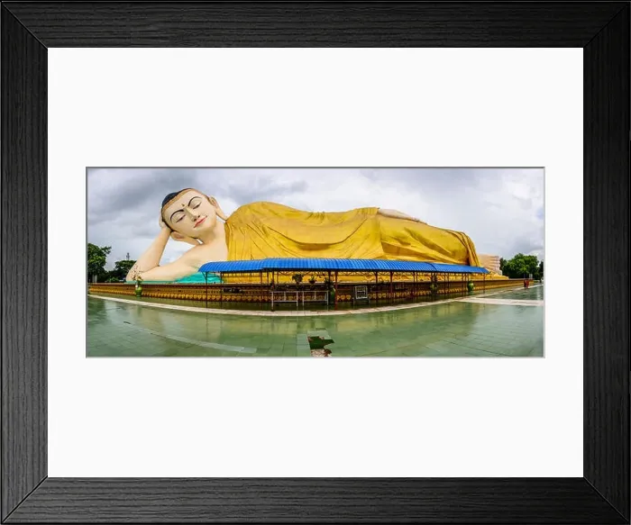Framed Print : reclining image of buddha, Bago, Myanmar, june-2017 Framed Print : reclining image of buddha, Bago, Myanmar, june-2017