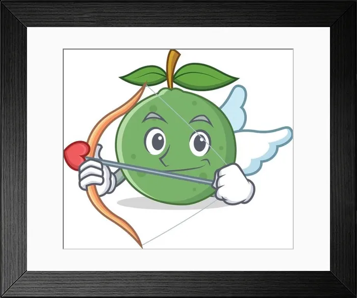 Framed Print : Cupid guava character cartoon style Framed Print : Cupid guava character cartoon style