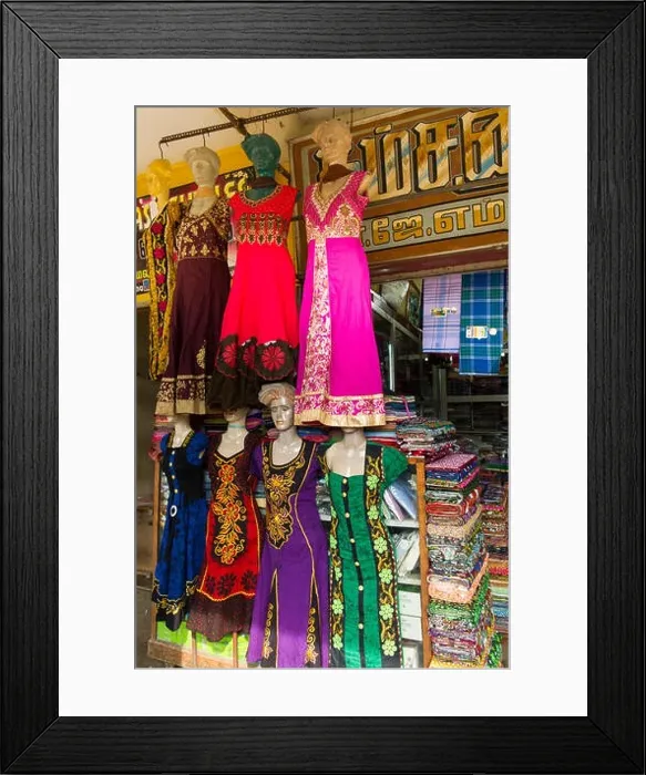 Framed Print : Dresses for sale, Jaffna market, Jaffna, Sri Lanka Framed Print : Dresses for sale, Jaffna market, Jaffna, Sri Lanka