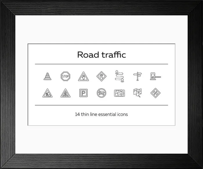 Framed Print : Road traffic icons Framed Print : Road traffic icons