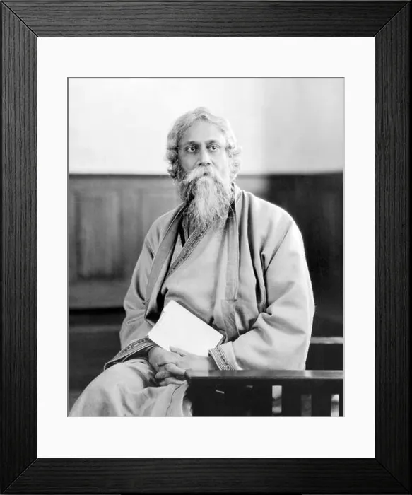 Framed Print : Rabindranath Tagore (born Robindronath Thakur, 1861-1941), portrait of the Bengali artist, painter and composer, c.1916