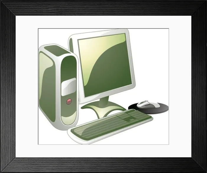 Framed Print : Computer Case with Monitor, Keyboard and Mouse Framed Print : Computer Case with Monitor, Keyboard and Mouse