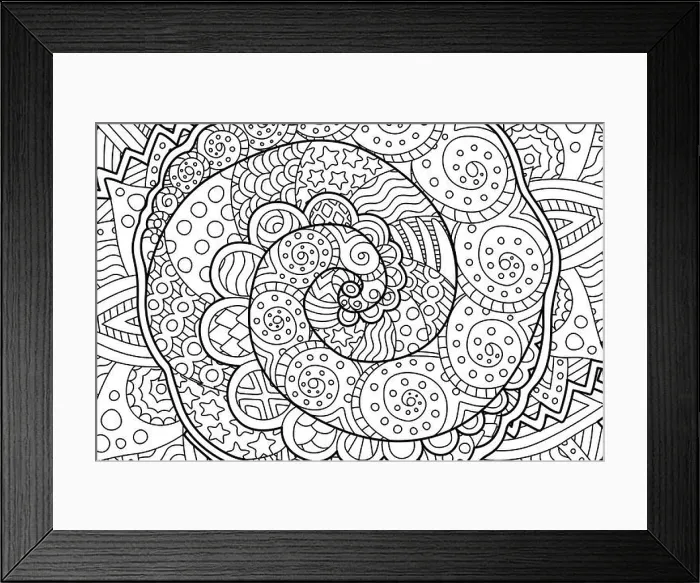 Framed Print : Beautiful coloring book page with rectangle abstract art with spiral Framed Print : Beautiful coloring book page with rectangle abstract art with spiral