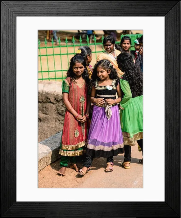 Framed Print : Cute Indian girls in Mahabalipuram smiling Framed Print : Cute Indian girls in Mahabalipuram smiling