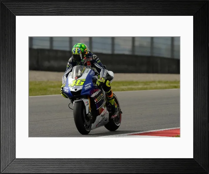 Framed Print : Mugello, Italy. 2nd June, 2013. Valentino Rossi (Yamaha Factory Racing)during the warm-up of Moto GP World Championship from the Mugello racing Framed Print : Mugello, Italy. 2nd June, 2013. Valentino Rossi (Yamaha Factory Racing)during the warm-up of Moto GP World Championship from the Mugello racing