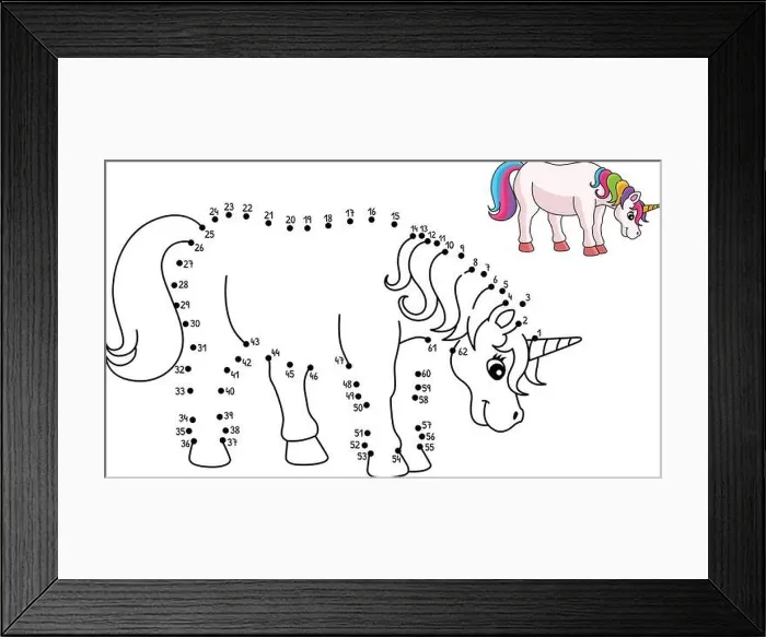 Framed Print : Dot to Dot Unicorn Isolated Coloring Page Framed Print : Dot to Dot Unicorn Isolated Coloring Page