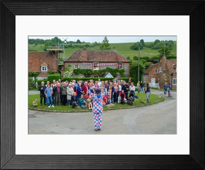 Framed Print : Residents of the village of Turville pose for a photograph at a Street Party to celebrate the Platinum Jubilee of Her Majesty Queen Elizabeth II Framed Print : Residents of the village of Turville pose for a photograph at a Street Party to celebrate the Platinum Jubilee of Her Majesty Queen Elizabeth II