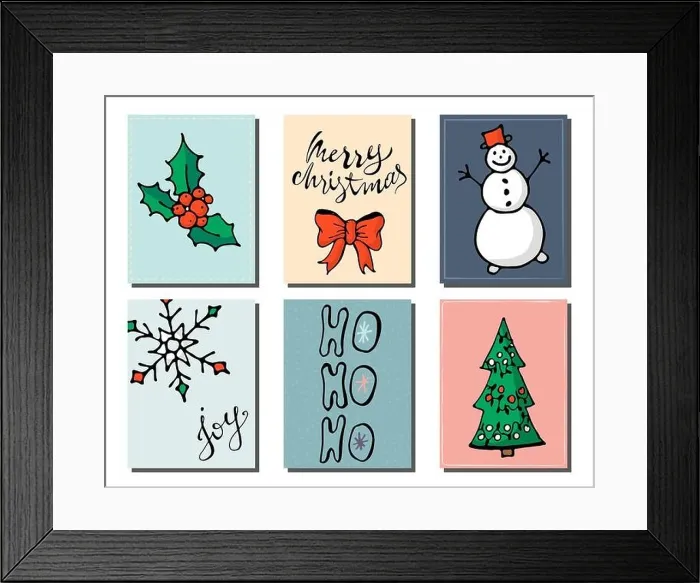 Framed Print : Doodle Christmas cards Set. Cute hand drawn design elements for poster, baner, invitation card. Merry Christmas and New Year symbols Framed Print : Doodle Christmas cards Set. Cute hand drawn design elements for poster, baner, invitation card. Merry Christmas and New Year symbols