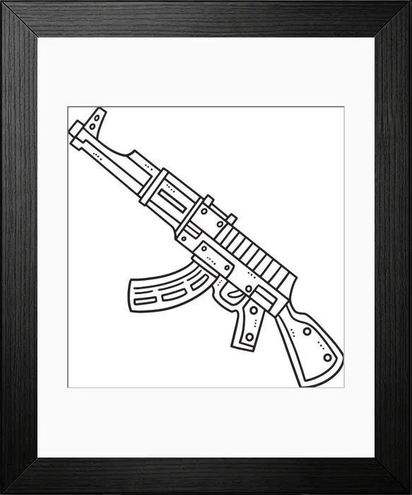 Framed Print : Submachine Gun Isolated Coloring Page for Kids Framed Print : Submachine Gun Isolated Coloring Page for Kids