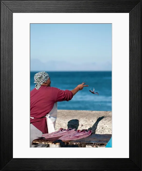 Framed Print : Woman filleting snoek, Kalk Bay, South Africa Framed Print : Woman filleting snoek, Kalk Bay, South Africa