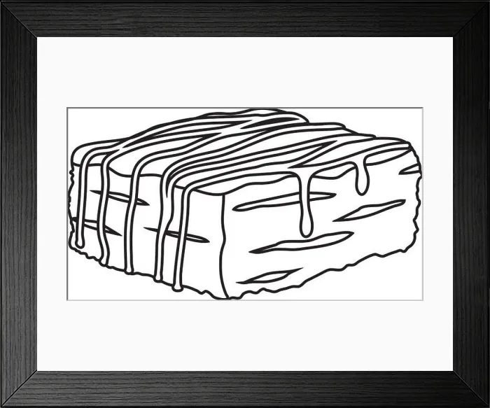 Framed Print : vector chocolate brownie sketch isolated on white background. brownie outline linear art Framed Print : vector chocolate brownie sketch isolated on white background. brownie outline linear art