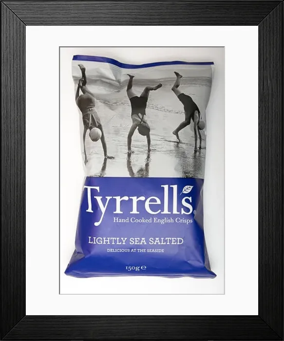 Framed Print : Tyrrells hand cooked lightly sea salted English crisps Framed Print : Tyrrells hand cooked lightly sea salted English crisps