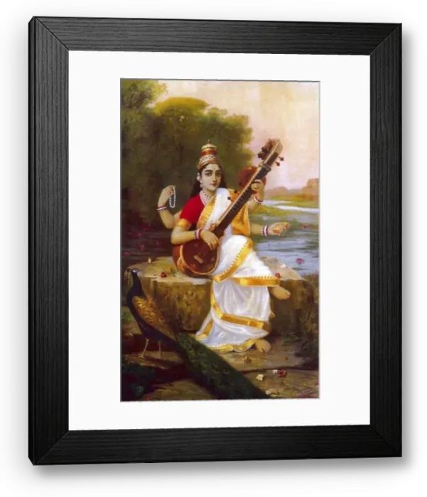 Framed Print : Raja Ravi Varma artwork entitled Saraswati Framed Print : Raja Ravi Varma artwork entitled Saraswati
