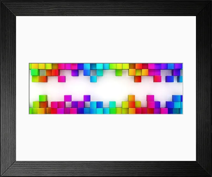 Framed Print : Rainbow of colorful blocks abstract background - 3d render Framed Print : Rainbow of colorful blocks abstract background - 3d render