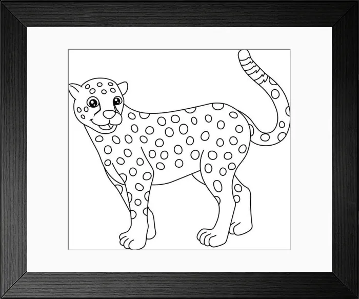 Framed Print : Cheetah Coloring Page Isolated for Kids Framed Print : Cheetah Coloring Page Isolated for Kids