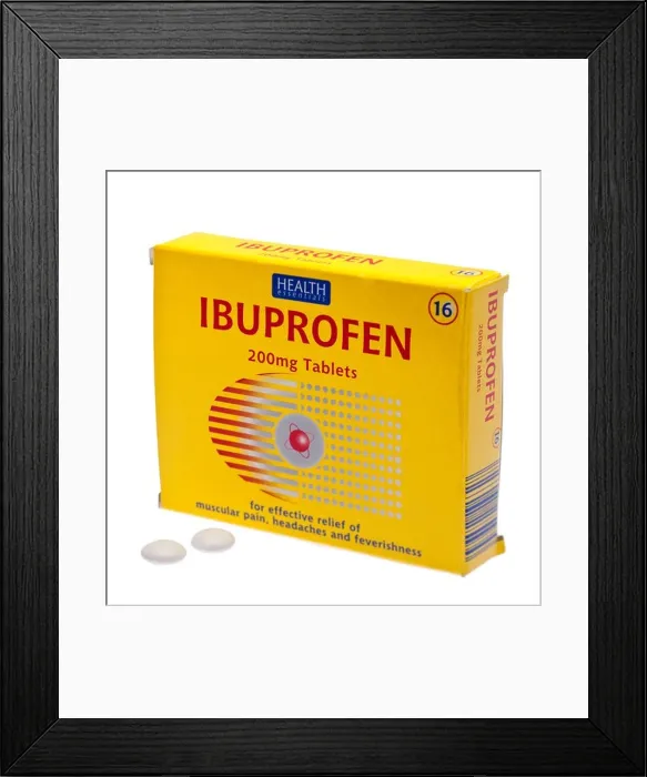 Framed Print : Ibuprofen packet and tablets Framed Print : Ibuprofen packet and tablets