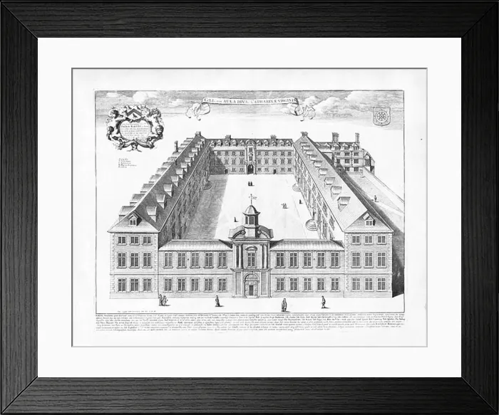 Framed Print : English: Bird's eye view of St Catharine's College, Cambridge by David Loggan, published 1690 Framed Print : English: Bird's eye view of St Catharine's College, Cambridge by David Loggan, published 1690