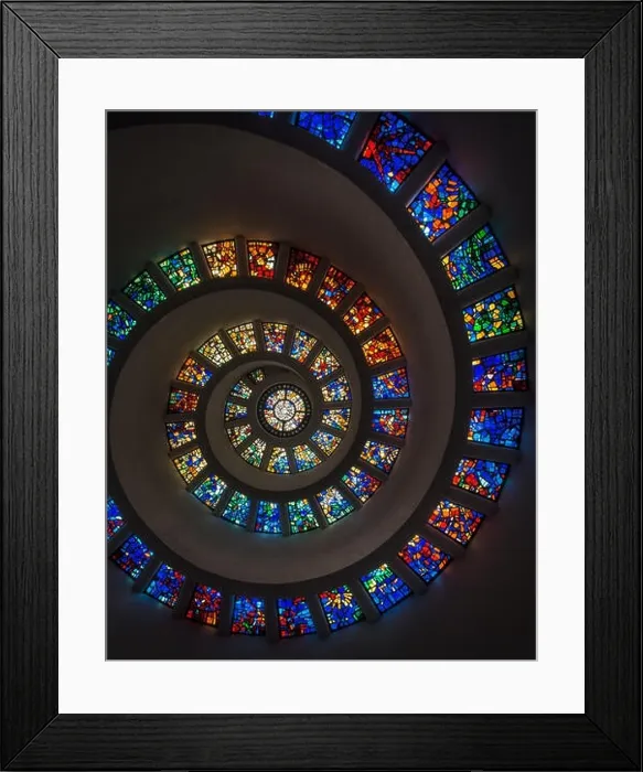 Framed Print : The Glory Window inside the public, spiral-shaped chapel in Thanks-Giving Square (technically triangular) Framed Print : The Glory Window inside the public, spiral-shaped chapel in Thanks-Giving Square (technically triangular)