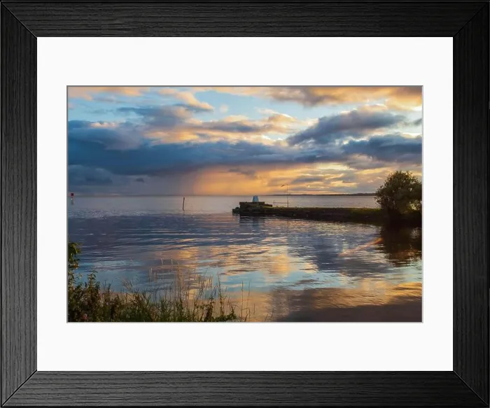Framed Print : Beautiful Sunset Reflecting Where The Six Mile Water Enters Lough Neagh, Northern Ireland Framed Print : Beautiful Sunset Reflecting Where The Six Mile Water Enters Lough Neagh, Northern Ireland