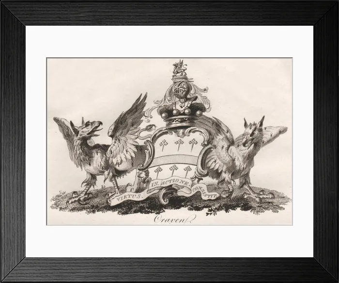 Framed Print : CRAVEN: Coat of Arms. Heraldry, antique print 1790 Framed Print : CRAVEN: Coat of Arms. Heraldry, antique print 1790