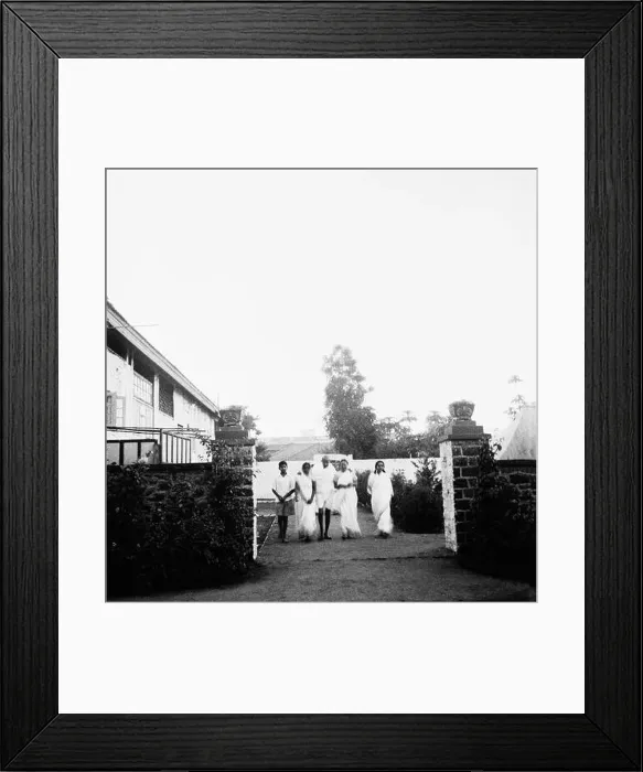 Framed Print : Arun Gandhi ; Mahatma Gandhi ; Abha Gandhi and Sushila Nayar going for prayer at the nature cure clinic in Pune ; 1944 NO MR Framed Print : Arun Gandhi ; Mahatma Gandhi ; Abha Gandhi and Sushila Nayar going for prayer at the nature cure clinic in Pune ; 1944 NO MR