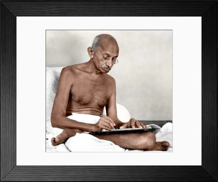 Framed Print : Mahatma gandhi writing at birla house, mumbai, maharashtra, india, asia, 1942 Framed Print : Mahatma gandhi writing at birla house, mumbai, maharashtra, india, asia, 1942
