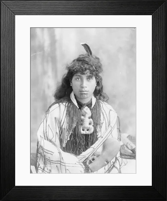 Framed Print : Susan, Rotorua, JM 175. Head-and-shoulders portrait of Maori woman from Rotorua, New Zealand, in traditional clothing. between 1890 and 1920 Framed Print : Susan, Rotorua, JM 175. Head-and-shoulders portrait of Maori woman from Rotorua, New Zealand, in traditional clothing. between 1890 and 1920