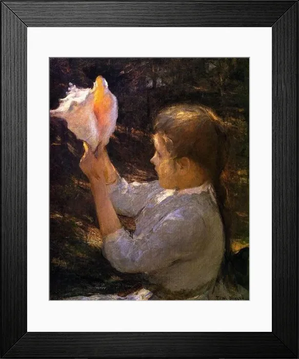 Framed Print : Child with a Seashell 1902 by Frank W. Benson Framed Print : Child with a Seashell 1902 by Frank W. Benson