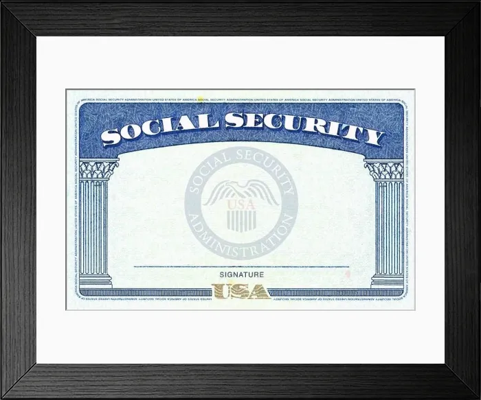 Framed Print : American Social Security Card generic blank SSN Framed Print : American Social Security Card generic blank SSN