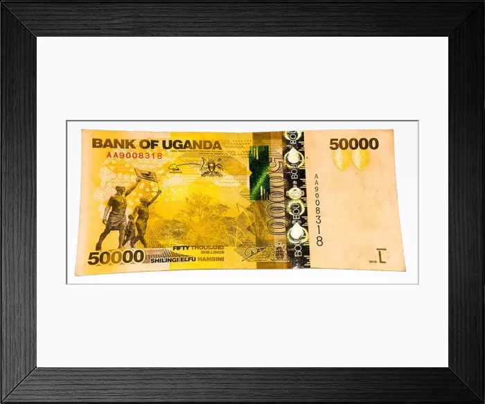 Framed Print : 50000 Ugandan shillings bank note. Ugandan shilling is the national currency of Uganda Framed Print : 50000 Ugandan shillings bank note. Ugandan shilling is the national currency of Uganda
