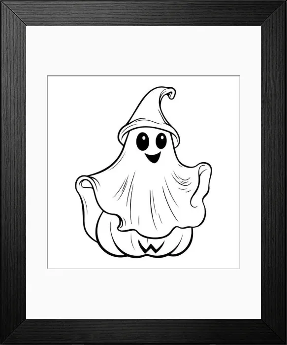 Framed Print : Halloween ghost line art for coloring book page. Line art design for kids coloring page. Coloring page outline of cartoon Framed Print : Halloween ghost line art for coloring book page. Line art design for kids coloring page. Coloring page outline of cartoon