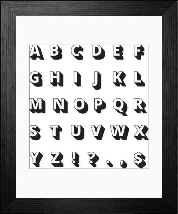 Framed Print : Alphabet long shadows. Font bold letters vector flat collection Framed Print : Alphabet long shadows. Font bold letters vector flat collection
