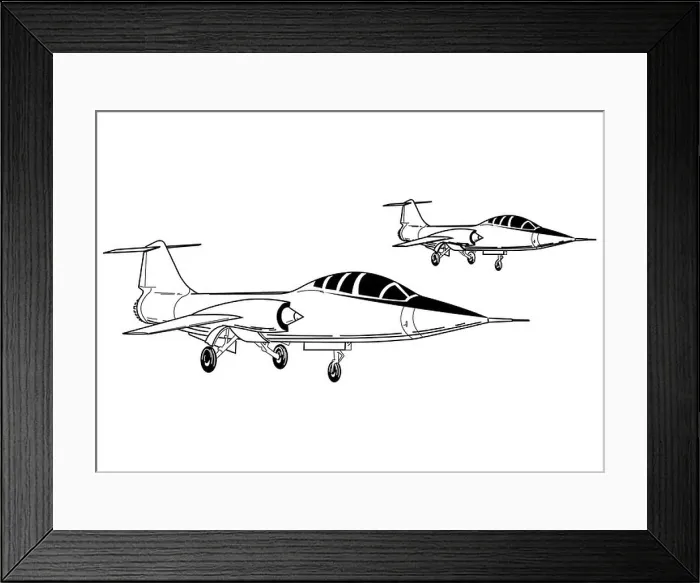 Framed Print : 3 view aircraft line art drawing F-104 Starfighter Framed Print : 3 view aircraft line art drawing F-104 Starfighter