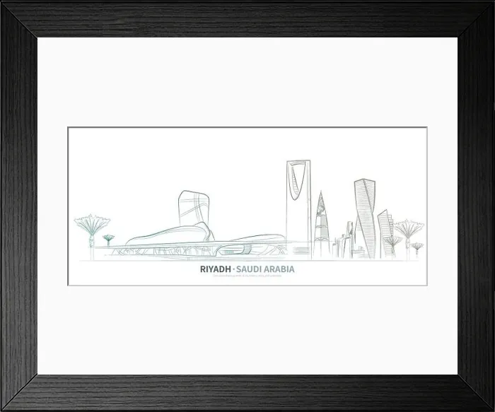 Framed Print : Saudiarabia cityscape line drawing vector. city scape sketch. sketch style landmark illustration