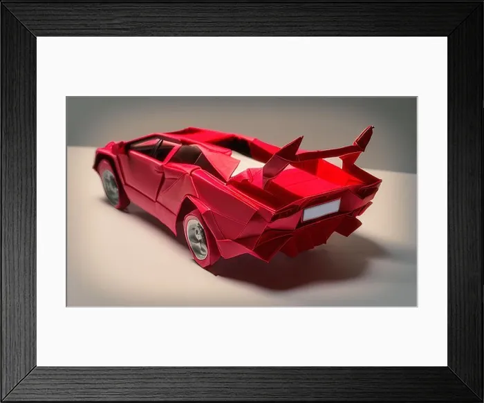 Framed Print : Origami paper model of a red car Framed Print : Origami paper model of a red car