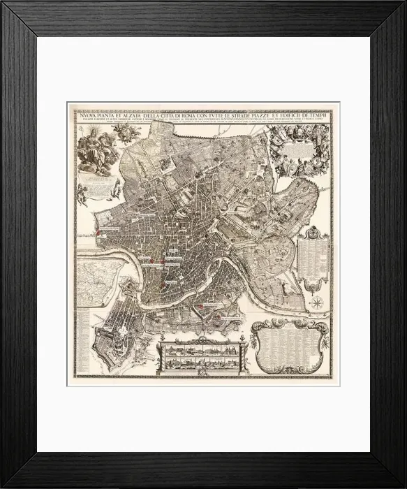 Framed Print : 17th Century Map of Rome, engraving by Giovanni Battista Falda, 1676 Framed Print : 17th Century Map of Rome, engraving by Giovanni Battista Falda, 1676
