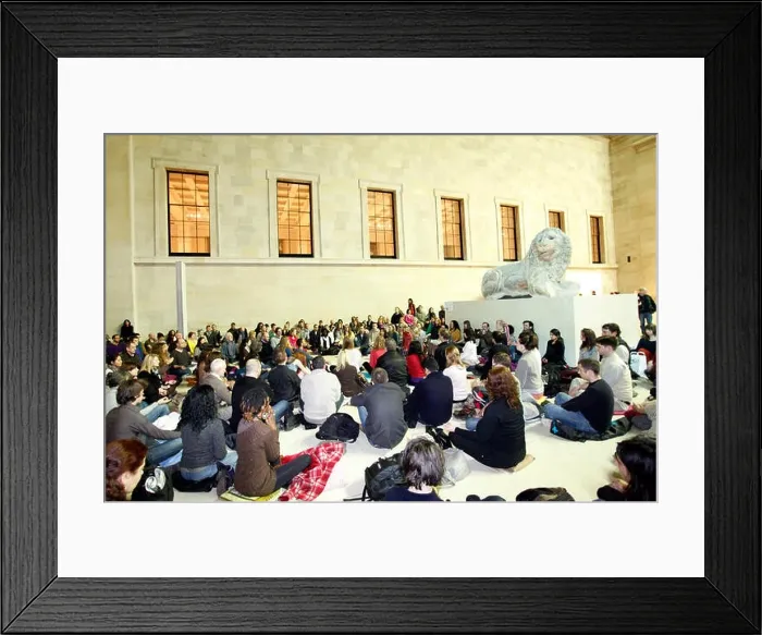 Framed Print : Meditation flash mob at the British Museum, London Framed Print : Meditation flash mob at the British Museum, London