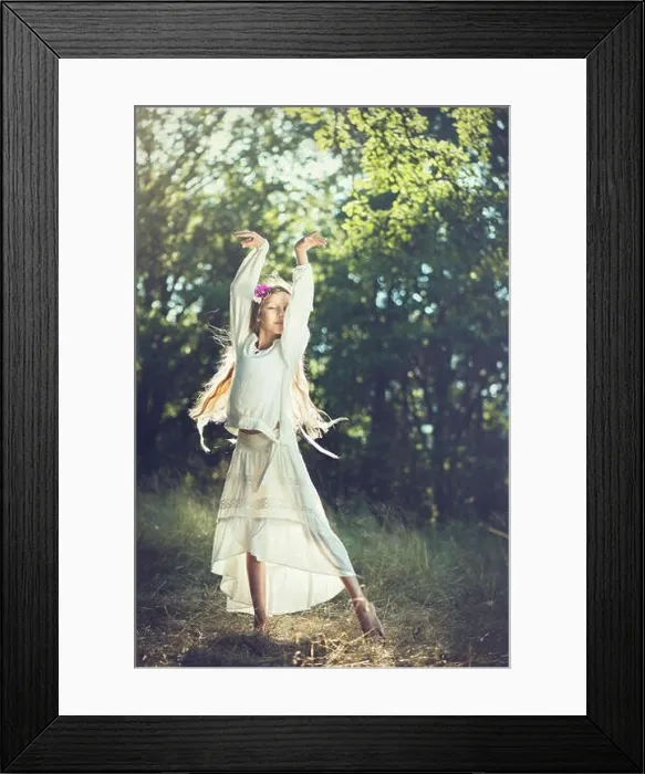 Framed Print : Girl dancing in the woods